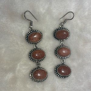 Women’s dangle earrings, sandstone in silver